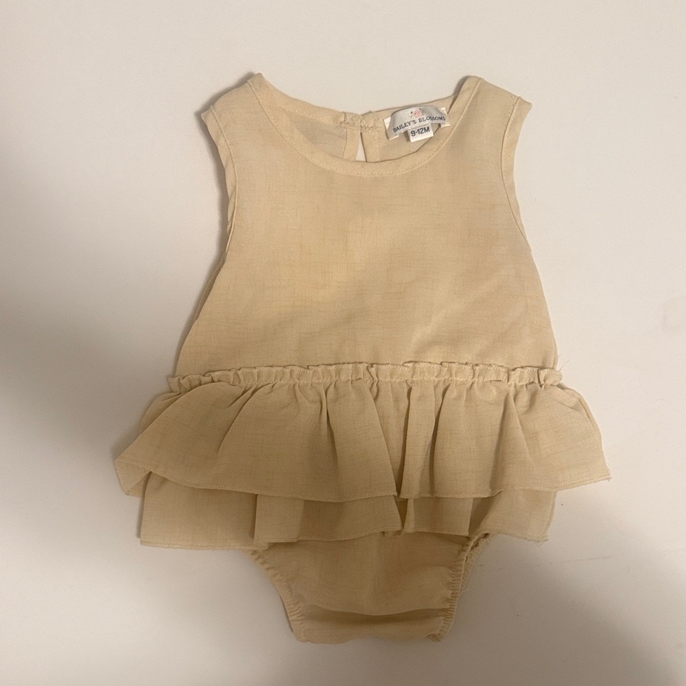 Baileys Blossoms Cream Ruffled Baby Romper